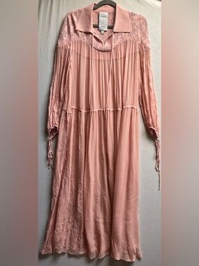 Fabrique Marie Colangeli Sheer Pink Pointelle Pleated Dress XS
